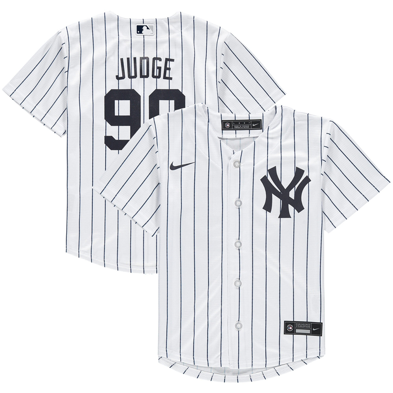 2020 MLB Men Preschool New York Yankees #99 Aaron Judge Nike White Home 2020 Replica Player Jersey 1->customized mlb jersey->Custom Jersey
